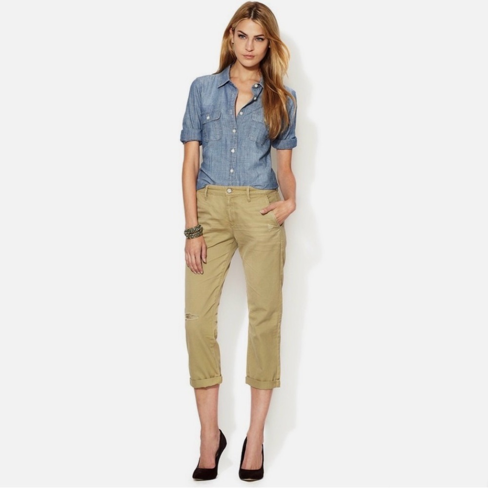 AG Adriano Goldschmied Ex Boyfriend Khaki Crop Jean